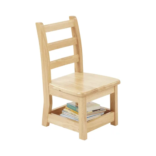 Miniatura 11 de ECR4Kids Silla de escalera de tres peldaños con almacenamiento, altura del asiento de 10 pulgadas, asiento de aula, natural, paquete de 2