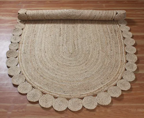 Miniatura 9 de Cape Cod - Alfombra trenzada de fibra de yute natural, alfombras indias kilim – Tapete pequeño de 3 x 2 pies tejido a mano de tejido plano para uso