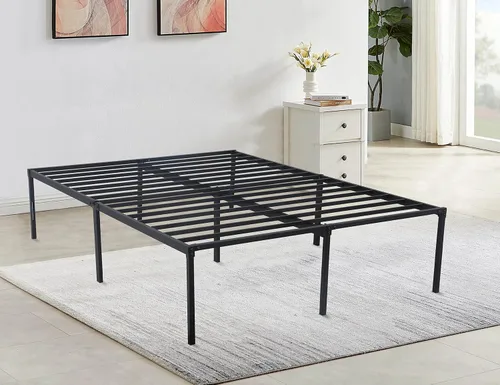 Miniatura 9 de Base de cama individual de 14 pulgadas de alto, plataforma de metal plegable con soporte de listones de acero, sin ruido, no necesita somier