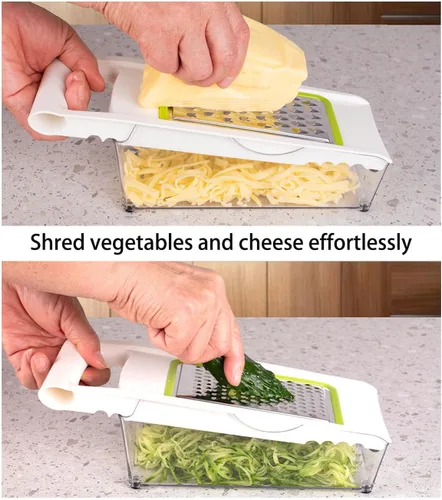 Miniatura 7 de NACOLUS Rallador de queso con contenedor, cortador de verduras 5 en 1, ralladores multiusos para cocina, rallador de caja fácil de limpiar