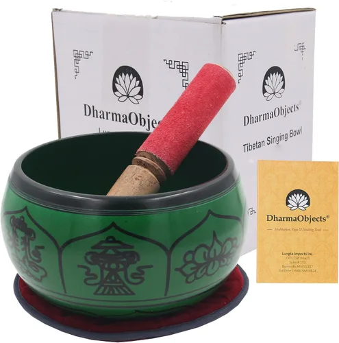 Miniatura 11 de DharmaObjects Yoga Meditación 6 Pulgadas OM Mantra Cuenco Cantante/Pad/Mazo Set de Regalo (Amarillo)