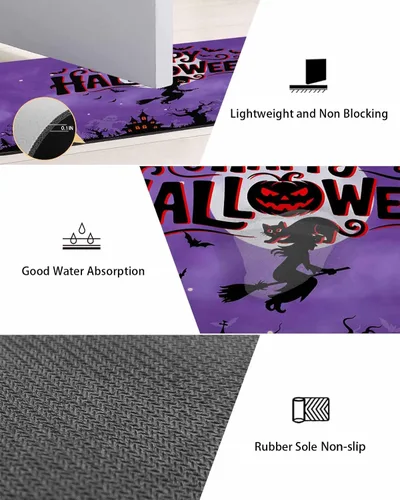 Miniatura 3 de Tapete de baño de Halloween para bañera, antideslizante, de secado rápido y absorbente, tierra de diatomeas, fregadero de ducha, tapete lavable