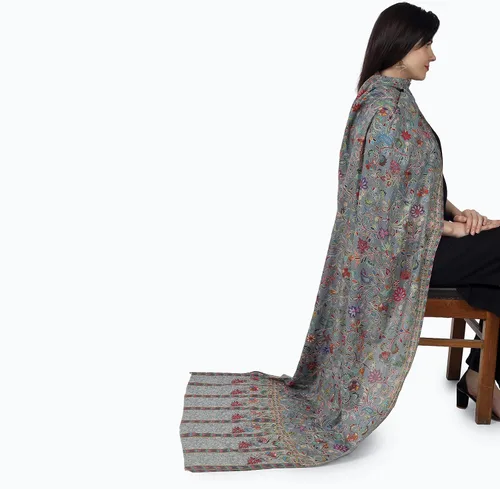 Miniatura 7 de PASHWRAP Kalamkari Wrap pintado a mano en Cachemira, chal grande de lujo para mujer