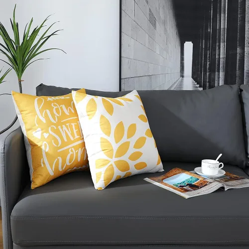 Miniatura 2 de Fundas de almohada de 18 x 18 pulgadas, fundas de almohada cuadradas de 18 x 18 pulgadas, juego de 4 fundas de almohada cuadradas bohemias y Amarillo
