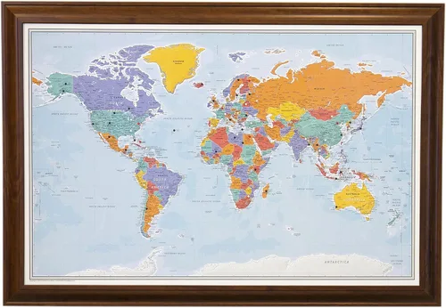 Miniatura 16 de Póster personalizado en lienzo enrollado con mapa del mundo, arte de pared con chinchetas – Grande 24" x 36" mapa del mundo de océanos azules