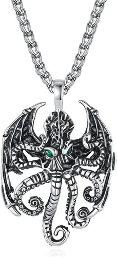 Miniatura 39 de YAMI Collar de alas angulares para hombre, ángel de la guarda, dragón, cuervo, pulpo, collar de anime, collar de acero inoxidable 316