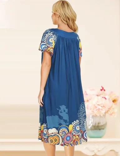 Miniatura 5 de Muumuu - Vestidos de casa para mujer, camisón de manga corta Moomoo con bolsillos, tallas S-3XL