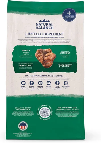 Miniatura 10 de Natural Balance Alimento seco para perros adultos de ingredientes limitados con granos saludables, receta de cordero y arroz integral, 12 libras