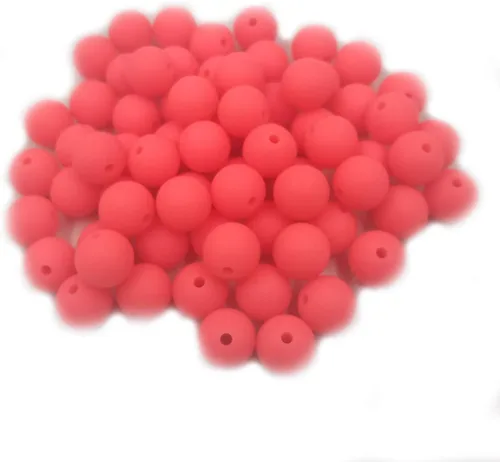 Miniatura 37 de Cuentas de perlas de silicona focales para bolígrafo, 100 cuentas redondas de silicona sueltas de 0.59 pulgadas a granel para llavero, mamá mujer