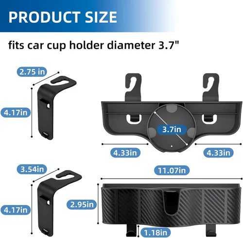 Miniatura 7 de OUSHASAA Organizador de reposacabezas de asiento trasero 3 en 1 con portavasos de asiento trasero de 3.7 pulgadas para automóvil, organizador