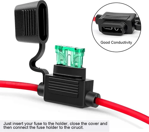 Miniatura 3 de 5 portafusibles en línea, cable de cobre calibre 10/12/14 AWG, fusible de hoja ATC/ATO impermeable, accesorios automotrices universales