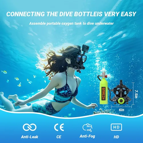 Miniatura 3 de Máscara de buceo de cara completa, soporte de buceo y esnórquel, máscara de esnórquel de cara completa, máscara de buceo ajustable con soporte