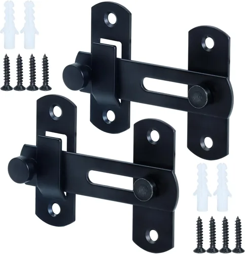 Paquete de 2 cerraduras de puerta corrediza de granero de 180 grados, cerradura de acero inoxidable resistente para puerta corrediza de granero,