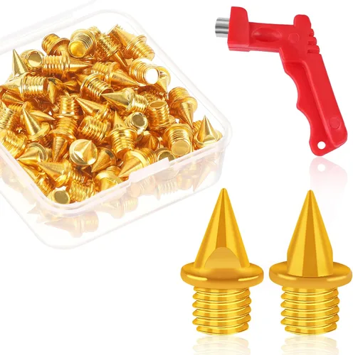 Miniatura 12 de JULMELON 60 Puntas de Pista de 1/4 Pulgada de Acero al Carbono, Puntas de Carbono de Peso Ligero con Llave de Pico para Zapatos de Pista, Campo