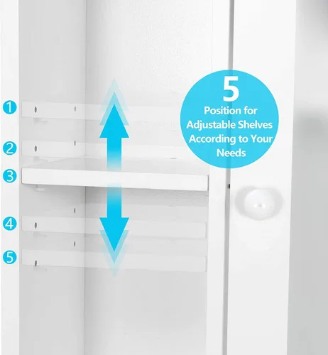 Miniatura 7 de SUPER DEAL - Mueble de baño de madera con estantes ajustables, uso sobre el inodoro Blanco