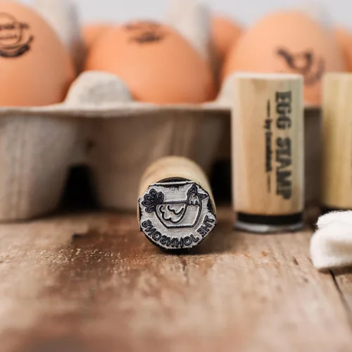 Miniatura 2 de ExcelMark Sello de huevo - Sello de goma personalizado para huevos - Granja de pollos (diseño 1)