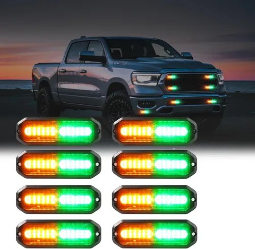Miniatura 15 de WINECO Luces estroboscópicas LED ámbar para camiones, 8 piezas, 12 luces LED estroboscópicas intermitentes de montaje en superficie, kit de luces