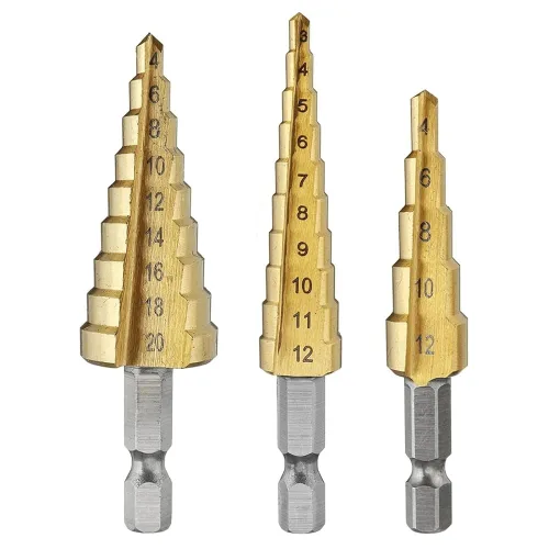 Miniatura 4 de Step Drill Bit 10pcs Step Drill Bit Set 1/4 Inch Hex Shank 5 Flute Countersink Drill Bit Set Automatic Center Punch