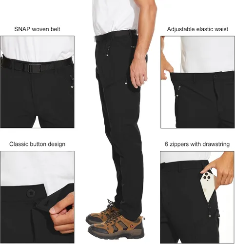Miniatura 3 de Arunlluta Pantalones de senderismo para hombre, pantalones de viaje para senderismo, resistentes al agua, pantalones de trabajo para hombre