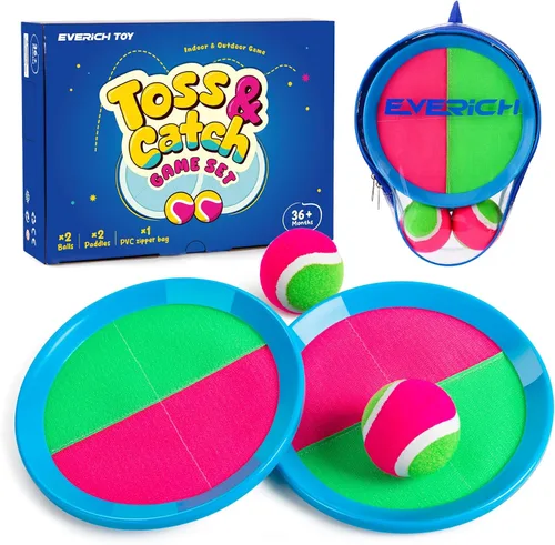 EVERICH - Juego de pelota de lanzamiento y captura mejorado, juegos para interiores y exteriores para niños de 3 a 12 años, juguete de agua para