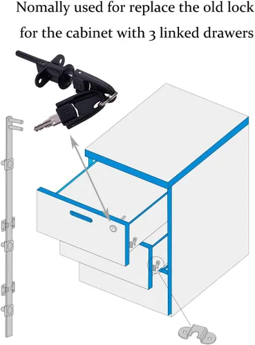 Miniatura 4 de XIEHE 288 Cerraduras de Escritorio de Aleación de Zinc para Cajones con Llave, Reemplazo de Cerradura de Archivador para Armario Muebles Casillero