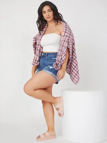 Miniatura 4 de Floerns Tops básicos sin tirantes para mujer, talla grande, sin tirantes, estilo tubo, tops básicos