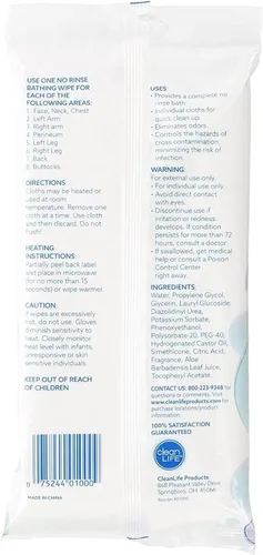 Miniatura 2 de Cleanlife No-Rinse - Toallitas de baño (5 paquetes de 8) – 40 toallitas corporales desechables Toallitas de baño limpiadoras para adultos