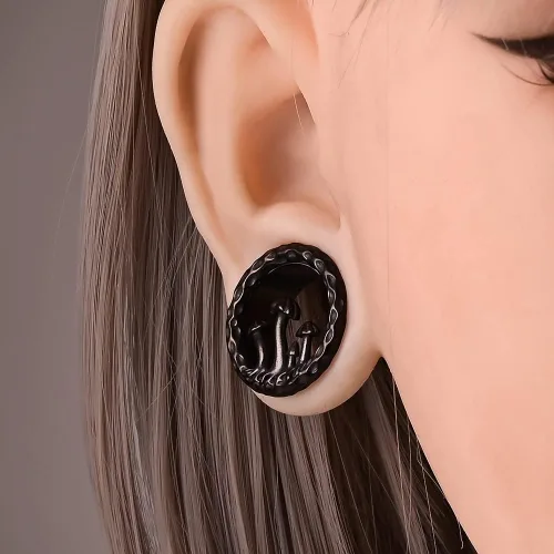 Miniatura 2 de DOEARKO 2 unidades de dilatadores de oreja de acero inoxidable con forma de hongo fresco túneles expansor de oreja dilatador de oído piercing