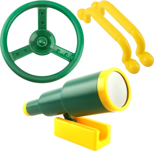 Swingset - Accesorios para patio de recreo, de plástico, para volante de barco pirata, asas de seguridad, telescopio para niños, patio de juegos al