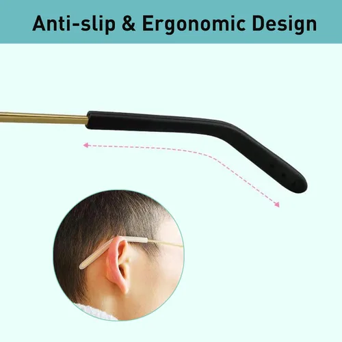 Miniatura 4 de Puntas de extremo de las patillas para lentes antideslizantes, funda de tubo de silicona suave, retenedores de repuesto para patas planas de metal 8