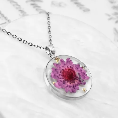 Miniatura 76 de Pressed Flower Necklace Gift for Women Personalized Handmade Necklaces Birth Flower Necklace