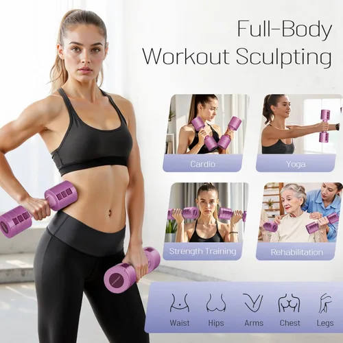 Miniatura 7 de EAST MOUNT Juego de 2 mancuernas ajustables de 5 libras, peso libre total de 10 libras, peso libre 6 en 1, pesas de mano para mujer, para el hogar