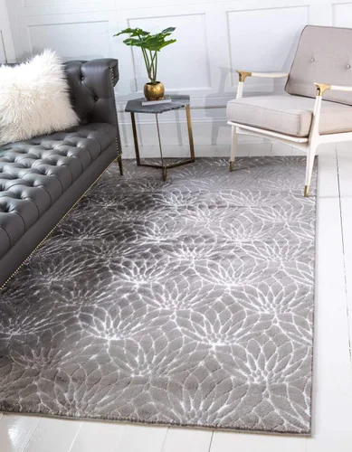 Unique Loom Colección Marilyn Monroe Glam - Alfombra Dahlia (2 x 3 pies, Rectangular, Gris plateado/Plata)