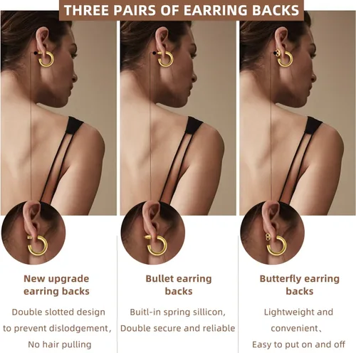 Miniatura 3 de iLovey 14K Gold Hoop Earrings for Women, Lightweight Open Chunky Silver Gold Hoops, 20MM30MM35MM40MM Small Medium Large Thick Chunky Hoops