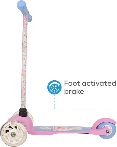 Miniatura 3 de Self Balancing Kick Scooter with Light Up Wheels, Extra Wide Deck, 3 Wheel Platform, Foot Activated Brake, 75 lbs Limit, Kids & Toddlers Girls or