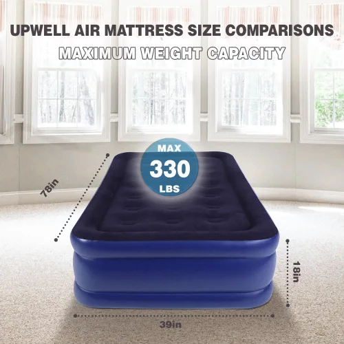 Miniatura 2 de UPWELL Colchón de aire inflable de tamaño individual con bomba incorporada Cama hinchable de confort Fácil y rápido de montar Soporte fuerte Dura