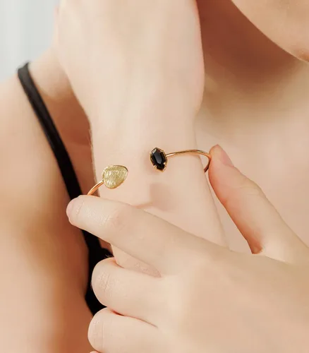 Miniatura 52 de OZEL - Pulseras para mujer, chapados en oro real de 18 quilates, pulseras de oro de cristal colorido para regalos