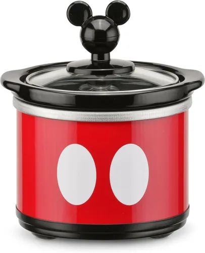 Miniatura 3 de Olla de cocción lenta ovalada Disney DCM-502 Mickey Mouse de 5 cuartos con recipiente de 20 oz, color rojo/negro