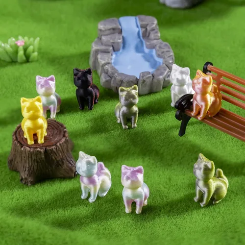 Miniatura 4 de 100 piezas de mini animales impresos en 3D figuras de plástico de animales pequeños en miniatura, figuras de gato pequeño a granel para micro hadas