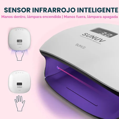 Miniatura 8 de Secador de uñas con gel con LED de 48 W UV y sensor (blanco), de Sunuv