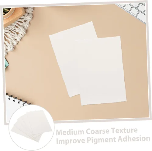 Miniatura 8 de STOBOK 20 hojas hechas a mano de papel de acuarela de algodón con borde deckled en blanco para pintar manualidades e invitaciones de boda