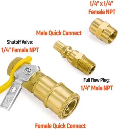 Miniatura 5 de GASPRO Kit de accesorios de conexión rápida de propano de 1/4 pulgadas, conexiones de gas LP para una fácil integración de sistemas de propano de RV