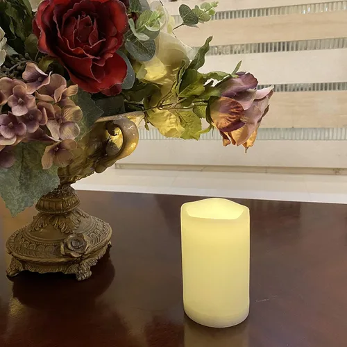 Miniatura 3 de Paquete de 1 vela de pilar sin llama para exteriores con control remoto y temporizador, impermeable, funciona con pilas, juego de velas LED