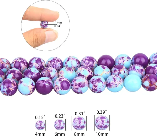 Miniatura 2 de Cuentas de jaspe imperial azul púrpura-azul, 92 piezas de cuentas de piedra de 0.157 pulgadas (0.157 in), piedras preciosas sueltas