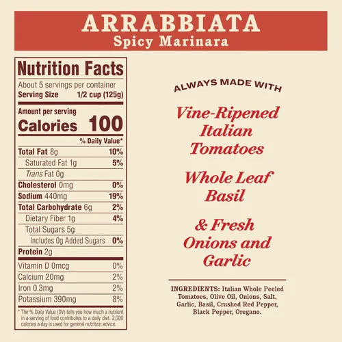 Miniatura 2 de Salsa arrabbiata Rao’s Homemade, 24 oz, salsa de tomate picante para pasta, baja en carbohidratos, apta para dietas Keto, natural, calidad premium