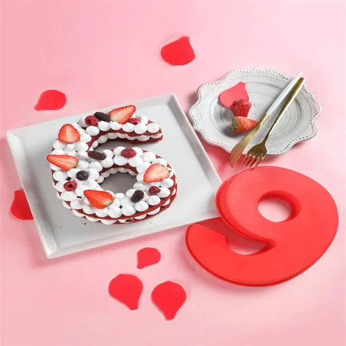 Miniatura 3 de Ulalaza Moldes de silicona para hornear pasteles de 0 a 8 números, molde de pastel de pan y mousse para cumpleaños, boda, aniversario 3
