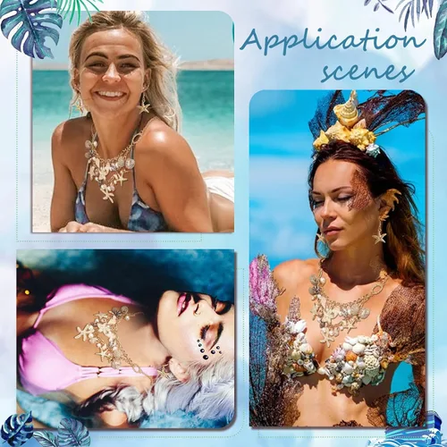 Miniatura 4 de PH PandaHall Pulseras de concha de estrella de mar, pulsera de perlas de imitación de concha de estrella de mar, pulsera bohemia ajustable de concha