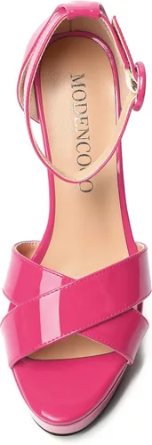Miniatura 31 de MODENCOCO Sandalias de boda con correa de tobillo sexy para mujer, con plataforma y puntera abierta, tacón de aguja y tacón alto, zapatos de vestir