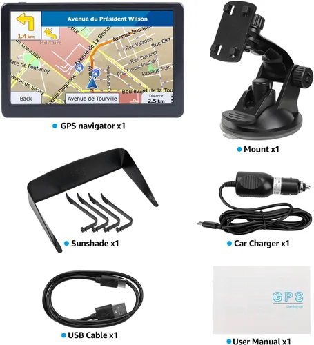 Miniatura 6 de Navegador GPS para automóvil, camión, RV, sistema de navegación GPS con pantalla táctil de 7 pulgadas, mapa 2026 con guía de voz, alerta
