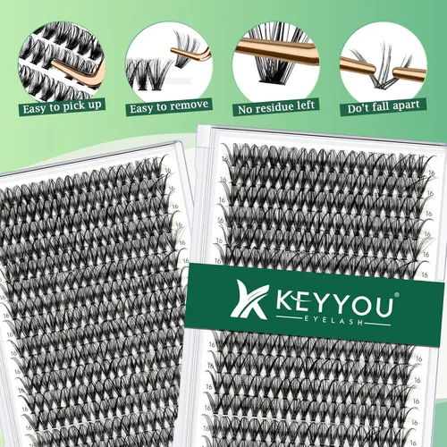 Miniatura 147 de Extensiones de racimos de pestañas 300 piezas, pestañas individuales 40D 0.07D rizado 11mm, para colocar en casa, bandeja grande de volumen